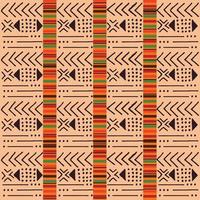 motif bohème coloré ethnique tribal avec éléments géométriques, tissu de boue africaine vecteur