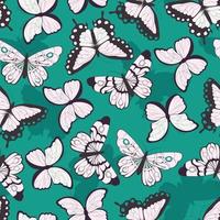 modèle sans couture avec papillons colorés dessinés à la main vecteur