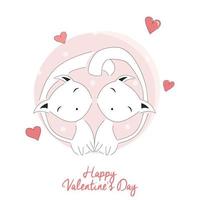 deux chats amoureux, bonne Saint Valentin vecteur