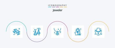 pack d'icônes bleu bijoux 5 comprenant. gemme. mode. diamant. sac vecteur