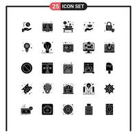 interface mobile glyphe solide ensemble de 25 pictogrammes d'éléments de conception vectoriels modifiables de réception d'incendie de bureau de flamme d'huile vecteur