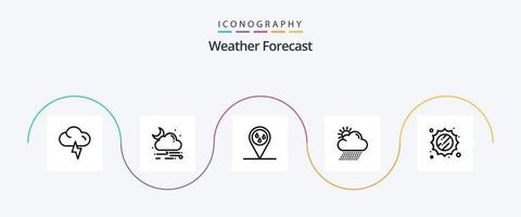 pack d'icônes météo ligne 5 comprenant. ensoleillé. il pleut. Soleil. la météo vecteur