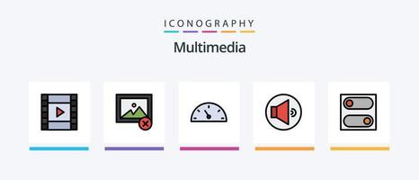 ligne multimédia remplie de 5 packs d'icônes comprenant. volume .. conception d'icônes créatives vecteur