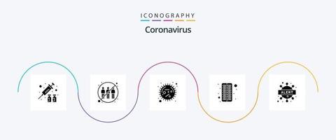 pack d'icônes de glyphe de coronavirus 5 comprenant la pilule. capsule. transfert. antivirus. épidémie vecteur