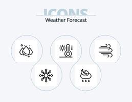 pack d'icônes de ligne météo 5 conception d'icônes. la météo. nuage. flocon. la météo. neige vecteur