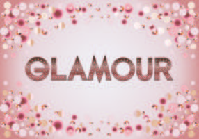 Beau texte glamour mode typographie rosegold métallique avec bokeh et fond brillant mousseux vecteur