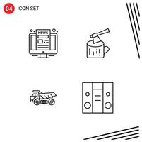 pack d'icônes vectorielles de stock de 4 signes et symboles de ligne pour écran de remorque d'ordinateur construction en bois éléments de conception vectoriels modifiables vecteur