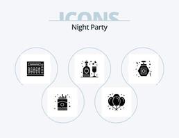 pack d'icônes de glyphe de soirée nocturne 5 conception d'icônes. nuit. vin. mixer. fête. fête vecteur