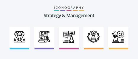 stratégie et ligne de gestion 5 pack d'icônes, y compris le support. discuter. en haut. bijou. gemme. conception d'icônes créatives vecteur