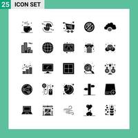 interface mobile glyphe solide ensemble de 25 pictogrammes du ramadan pas de flèche potable panier de jeûne éléments de conception vectoriels modifiables vecteur