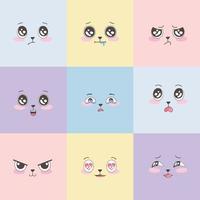 ensemble d'émoticônes colorées, emoji fait face à la conception de dessin animé d'expression vecteur