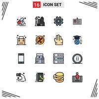 pack de 16 signes et symboles de lignes remplies de couleurs plates modernes pour les supports d'impression Web tels que les éléments de conception vectoriels créatifs modifiables pour l'entreprise vecteur