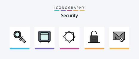 ligne de sécurité remplie de 5 packs d'icônes comprenant le courrier. Sécurité. bloc. cadenas. lecteur. conception d'icônes créatives vecteur