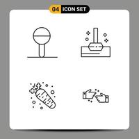 4 couleurs plates vectorielles thématiques remplies et symboles modifiables des éléments de conception vectoriels modifiables de la poignée de main de la salle de bain des aliments pour bébés vecteur