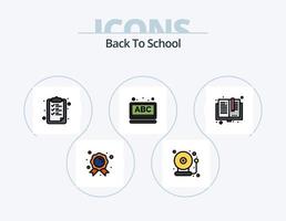 pack d'icônes remplies de ligne de retour à l'école 5 conception d'icônes. . retour à l'école. livres. imeuble. l'école vecteur