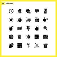 25 icônes créatives signes et symboles modernes de la console de jeu de l'hôtel moniteur éléments de conception vectoriels modifiables vecteur