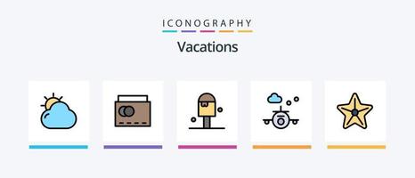 ligne de vacances remplie de 5 packs d'icônes comprenant. le pied . plage . portefeuille. conception d'icônes créatives vecteur