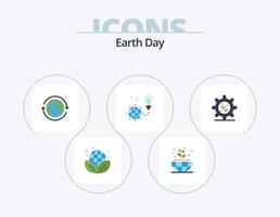 pack d'icônes plat jour de la terre 5 conception d'icônes. paramètre. la terre. journée. la terre. lumière vecteur
