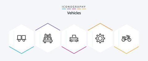 pack d'icônes de 25 lignes de véhicules, y compris la moto. configuration du véhicule. le transport. Véhicules. un camion vecteur
