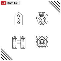 4 icônes créatives signes et symboles modernes des bâtiments militaires tag badge construction éléments de conception vectoriels modifiables vecteur