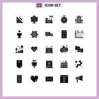 interface mobile glyphe solide ensemble de 25 pictogrammes de compteur de vitesse de la ville copyright investissement temps laywer éléments de conception vectoriels modifiables vecteur