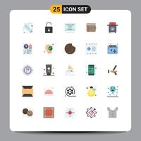 25 interface utilisateur pack de couleurs plates de signes et symboles modernes de paiement dollar communication argent mail éléments de conception vectoriels modifiables vecteur