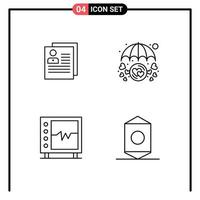 ensemble de 4 symboles d'icônes d'interface utilisateur modernes signes pour la protection de profil supprimer les éléments de conception vectoriels modifiables de battement de coeur vecteur