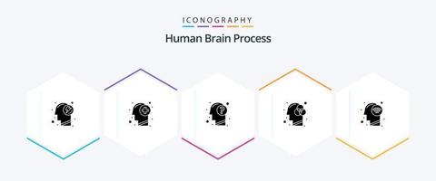 processus du cerveau humain pack d'icônes de 25 glyphes, y compris la couleur. esprit humain. en pensant. la créativité. Humain vecteur