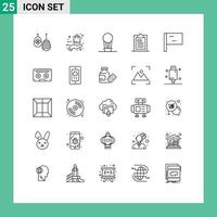 25 icônes créatives signes et symboles modernes de la page drapeau shopping fichier presse-papiers éléments de conception vectoriels modifiables vecteur