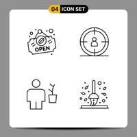 ensemble de 4 symboles d'icônes d'interface utilisateur modernes signes pour les éléments de conception vectoriels modifiables d'avatar de seo de plante ouverte vecteur
