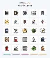 pack d'icônes remplies de 25 lignes de nourriture créative telles que la nourriture. et. cuisine. Sushi. Rouleaux vecteur