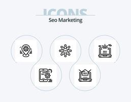 pack d'icônes de ligne de marketing seo 5 conception d'icônes. paramètre. référencement. équipement. SMS. faire appel à vecteur