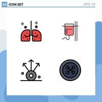 groupe de 4 signes et symboles de couleurs plates remplies pour la connexion médicale partage médical éléments de conception vectoriels modifiables vecteur