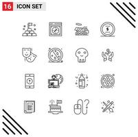 16 icônes créatives signes et symboles modernes d'éléments de conception vectorielle modifiables de pièce de bureau de vélo agissant persona vecteur