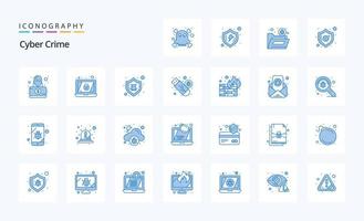 25 pack d'icônes bleues cybercriminalité vecteur