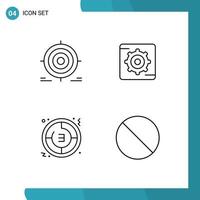 ensemble de 4 symboles d'icônes d'interface utilisateur modernes signes pour la minuterie cible réglage d'objectif horloge éléments de conception vectoriels modifiables vecteur