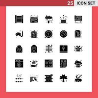 pack de 25 glyphes solides créatifs de peinture architecturale de construction exportant des éléments de conception vectoriels modifiables vecteur