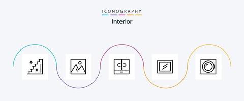 pack d'icônes de la ligne intérieure 5, y compris encastré. lampe. placard. intérieur. intérieur vecteur