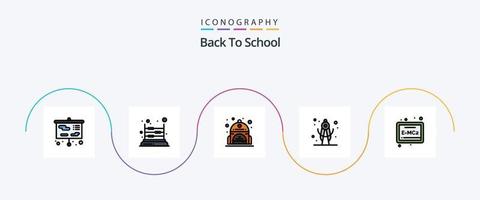 pack d'icônes plat rempli de 5 lignes de retour à l'école, y compris la formule. planche. l'école. l'école. diviseur vecteur