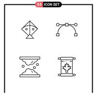 ensemble moderne de 4 pictogrammes de couleurs plates remplies d'éléments de conception vectoriels modifiables de peau de cholestérol d'ancrage de peau de cerf-volant vecteur