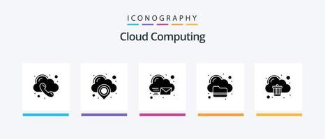 pack d'icônes cloud computing glyphe 5, y compris la suppression. nuage. synchroniser. l'informatique. conception d'icônes créatives vecteur