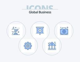 pack d'icônes bleu business global 5 conception d'icônes. bagages. présentation. une entente. Entreprise. international vecteur