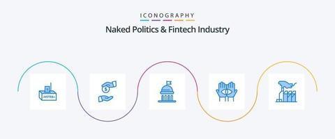 politique nue et pack d'icônes bleues de l'industrie fintech 5, y compris occulte. moyen. corrompu. destin. voter vecteur