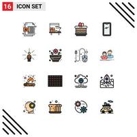 pack de 16 signes et symboles de lignes remplies de couleurs plates modernes pour les supports d'impression Web tels que se sentir samsung pâques huawei téléphone intelligent éléments de conception vectoriels créatifs modifiables vecteur