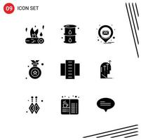 pack d'interface utilisateur de 9 glyphes solides de base d'appartements vecteur