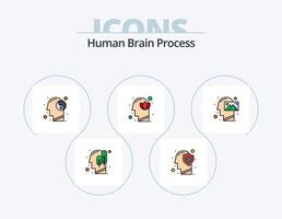 ligne de processus de cerveau humain rempli pack d'icônes 5 conception d'icônes. croissance. investissement. pensée. Humain. pensée vecteur