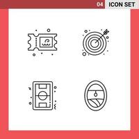 4 signes de ligne universels symboles de billet au sol flèche succès jeu éléments de conception vectoriels modifiables vecteur