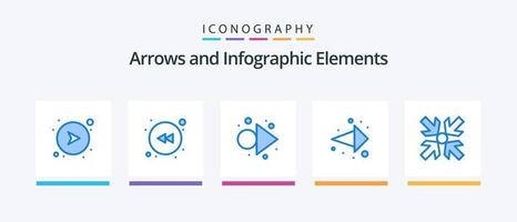 pack d'icônes flèche bleue 5 comprenant. minimiser. vers l'avant. agrandir. droite. conception d'icônes créatives vecteur