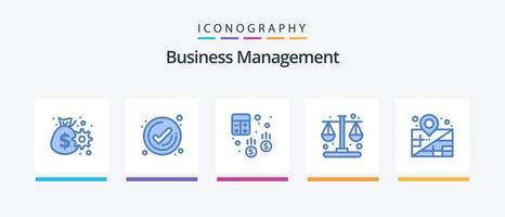 pack d'icônes bleues de gestion d'entreprise 5, y compris l'emplacement. temps. Compte. le management. finance. conception d'icônes créatives vecteur