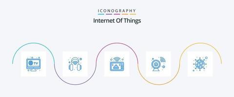 pack d'icônes bleu 5 de l'internet des objets, y compris le réseau. l'Internet. intelligent. global. Sécurité vecteur
